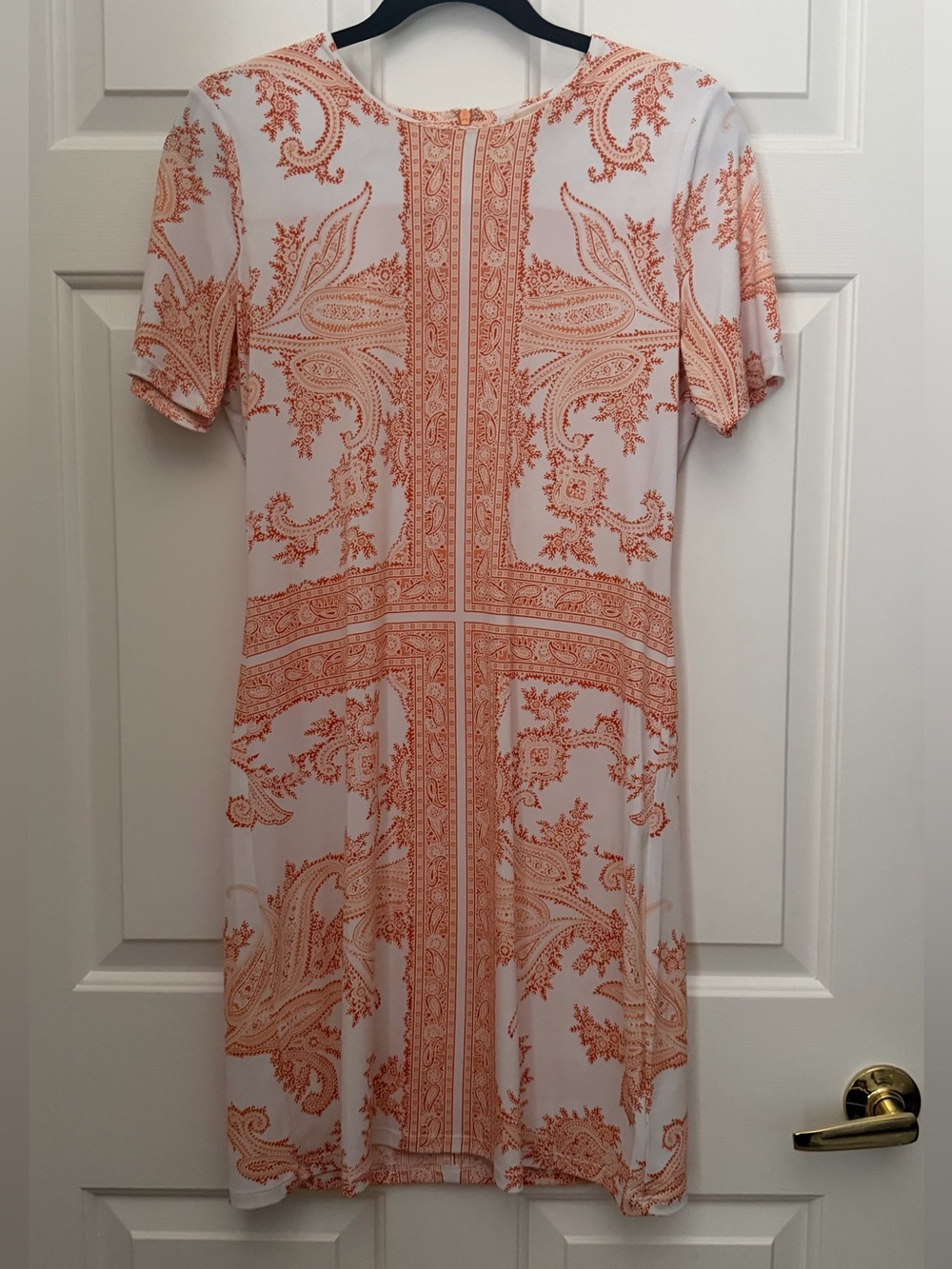 MICHAEL Michael Kors White Mini Dress with Orange Paisley Print